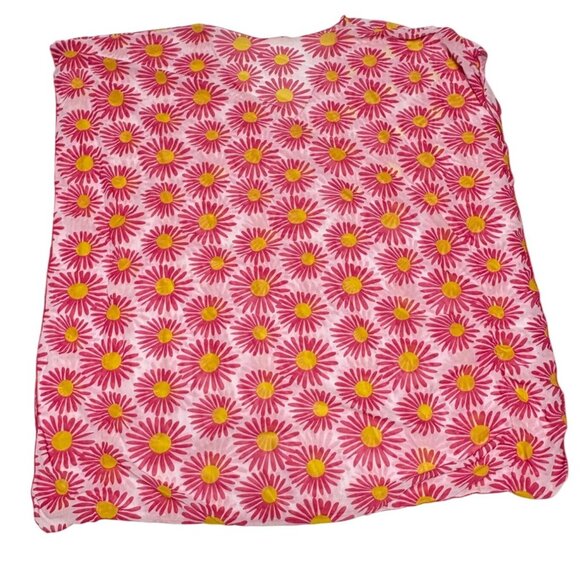 Stylish Swimwear Pink Yellow Daisy Print Beach Swim Cover Up Sheer Hippie Medium - Picture 3 of 7